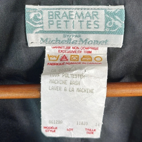 VINTAGE Michelle Monet Tailored Suit Vest Black Corded Appliqué Adjustable 14P - Picture 7 of 9